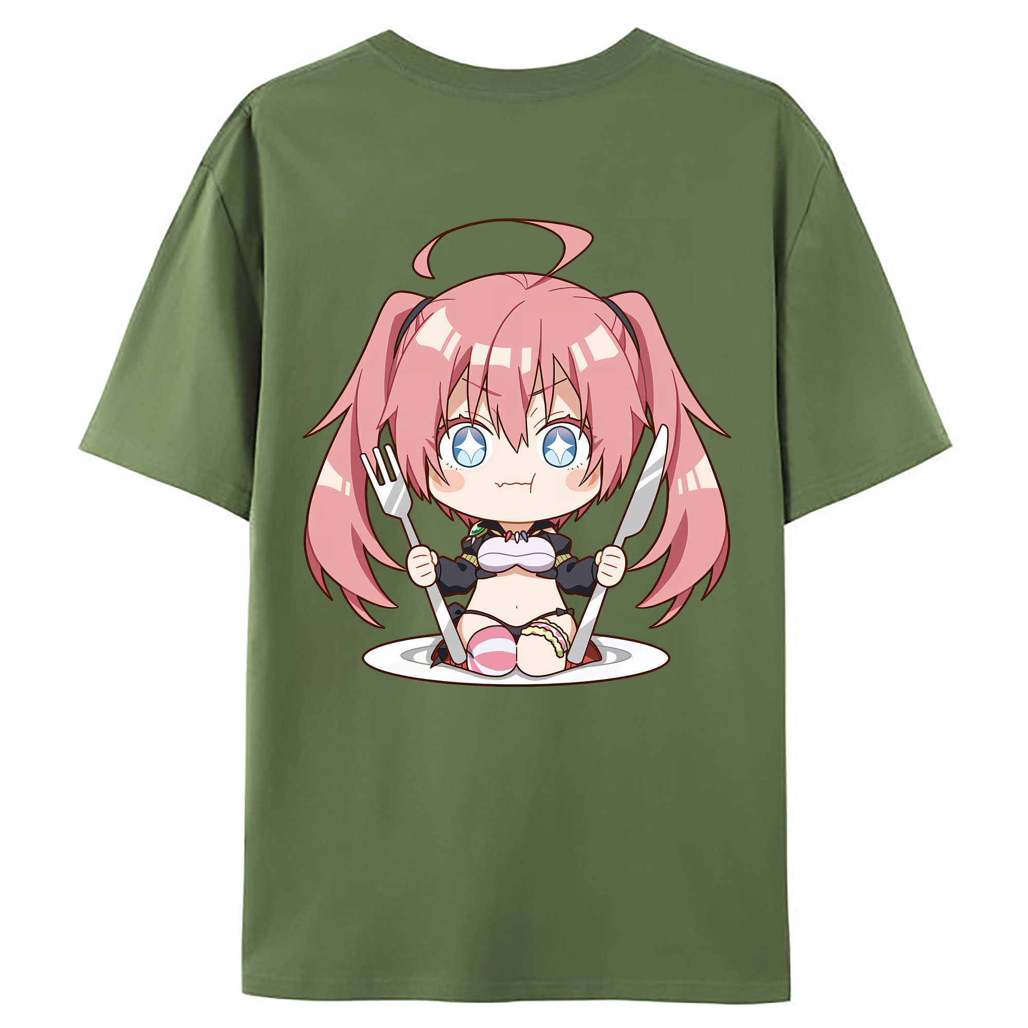 （画像用） 転スラ Regarding Reincarnated to Slime 綿100％ メンズ半袖Tシャツ（バックプリント） 通気性